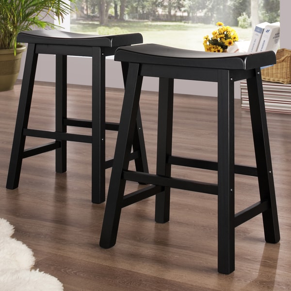 TRIBECCA HOME Salvador Saddle Back 24-inch Stool in Black ...