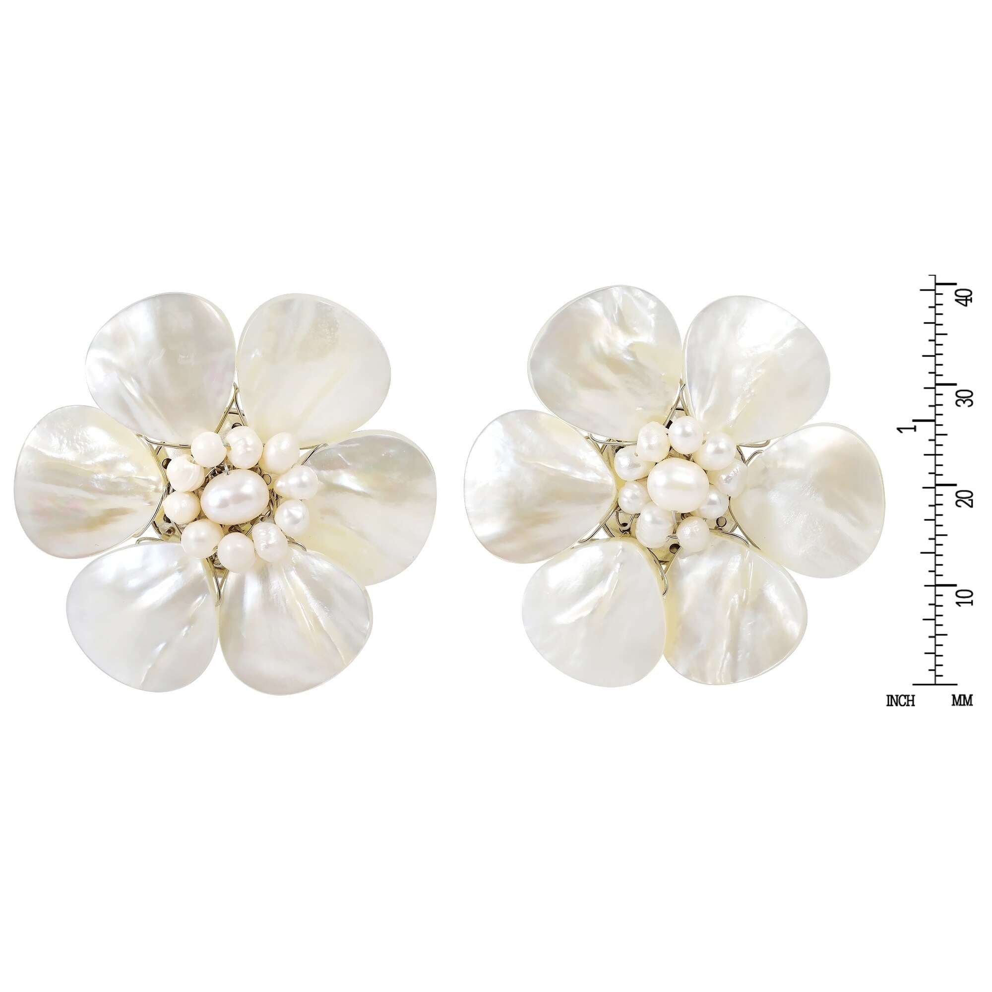 Handmade White Mother Of Pearl Flower Earrings Thailand Handmade White Mother Of Pearl Flower Earrings Thailand