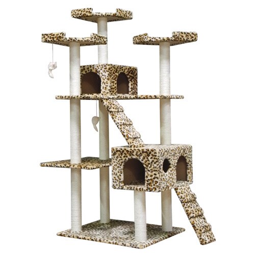 Go Pet Club 72-inch Leopard Print Condo Cat Tree - Free Shipping Today ...