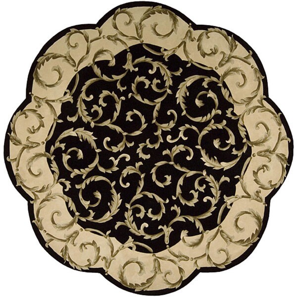Shop Nourison Handtufted Versaille Palace Black Rug (6 x 6) Octagon