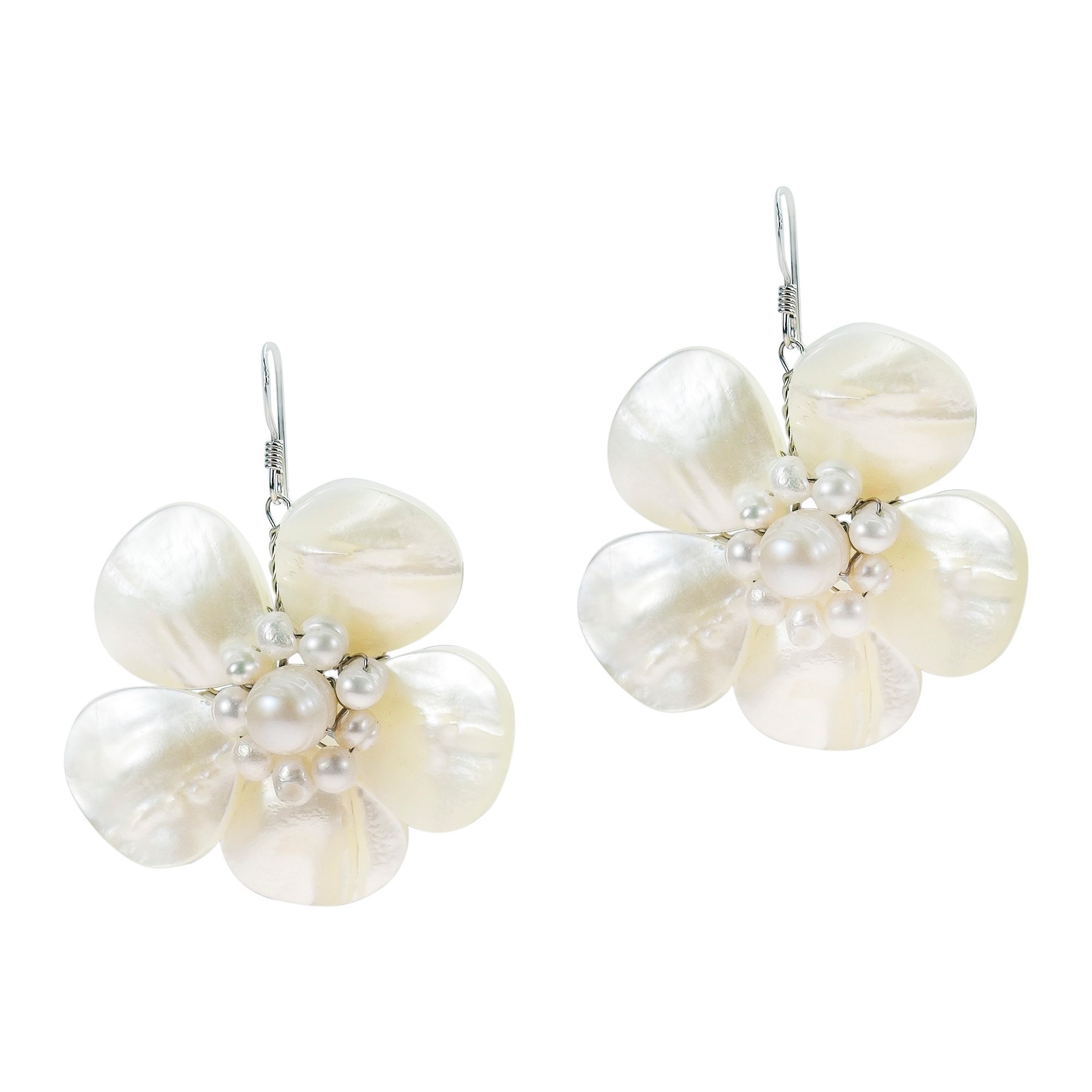 Handmade Sterling Silver Mother Of Pearl Flower And Handmade Sterling Silver Mother Of Pearl Flower And Earrings Thailand On Free Shipping Orders Over 45 5099212