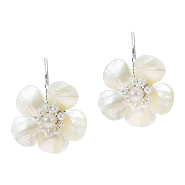 Handmade Sterling Silver Mother Of Pearl Flower And Handmade Sterling Silver Mother Of Pearl Flower And