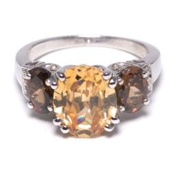 Sterling Silver Golden and Brown Cubic Zirconia Ring