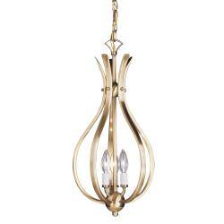 slide 2 of 3, Antique Brass Finish 3-light Pendant Fixture