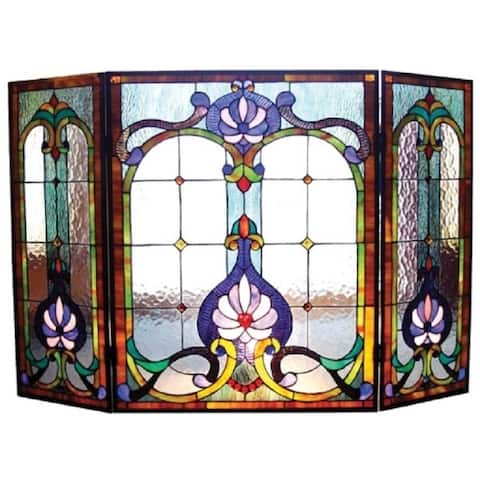 Victorian Stained Glass Fireplace Screen