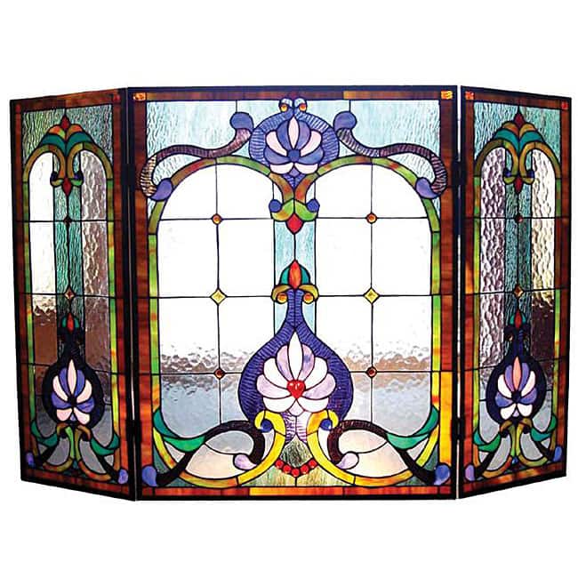 Victorian Stained Glass Fireplace Screen