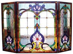 Victorian Stained Glass Fireplace Screen