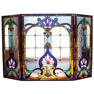 Victorian Stained Glass Fireplace Screen