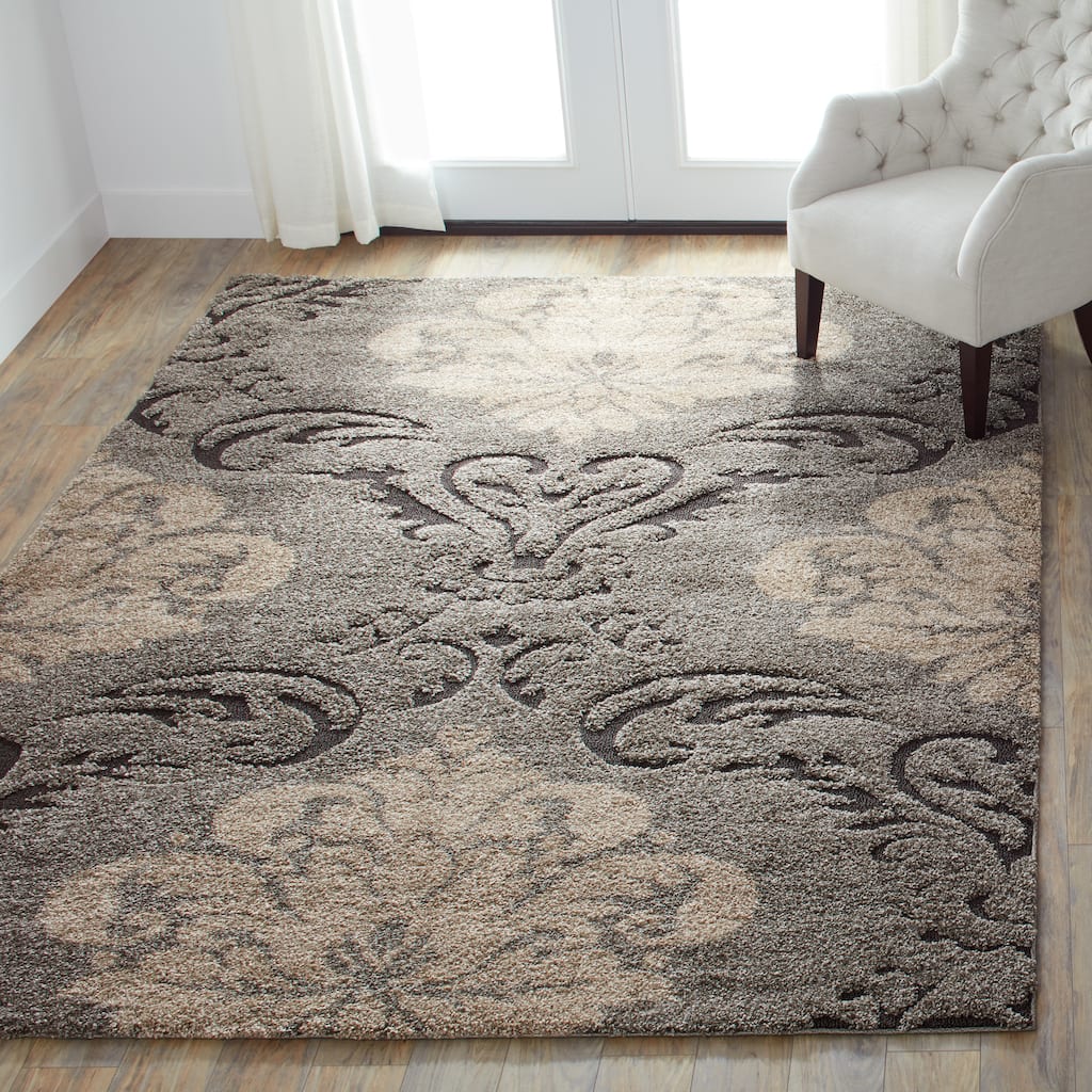 Alexander Home Julian Transitional Damask Shag Area Rug