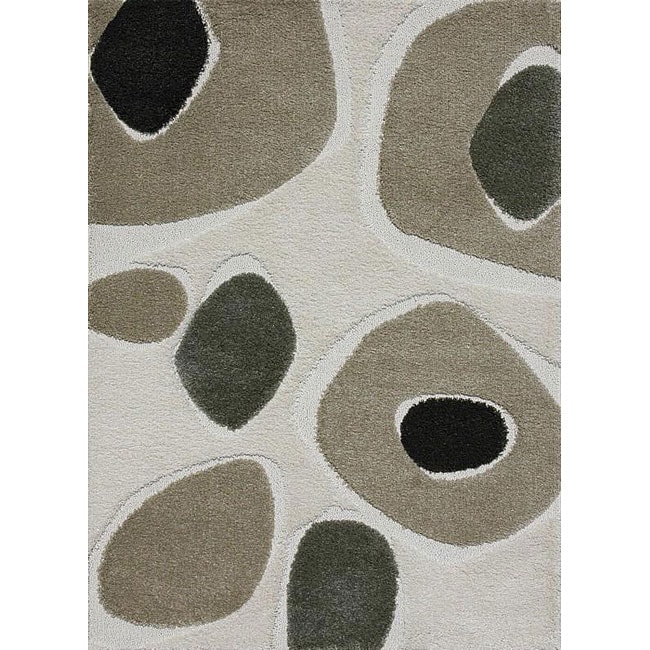 Jullian Ivory Abstract Shag Rug (53 X 77)