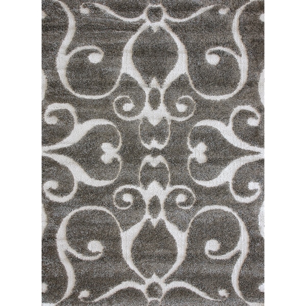 Jullian Charcoal Grey/Brown Shag Rug (310 x 57)