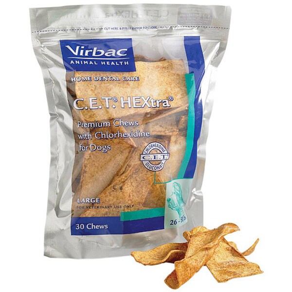 30count Large CET HEXtra Premium Oral Hygiene Dog Chews (Pack of 3