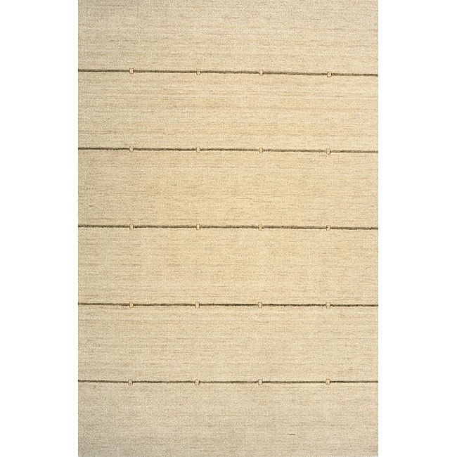 Hand loomed Ivory Rows Wool Rug (36 X 56)