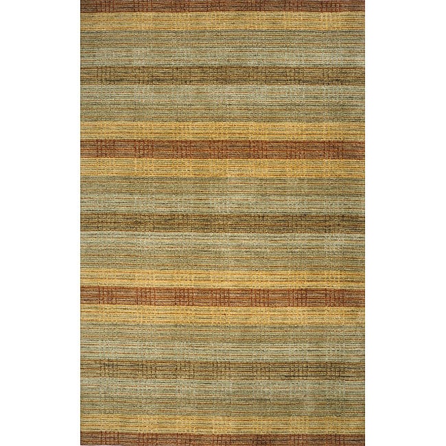 Hand loomed Multi color Stripes Wool Rug (8 X 11)