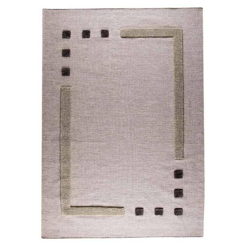 Handmade Caracas Grey Wool Rug (India) - 4'6 x 6'6