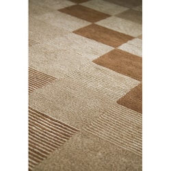 Hand knotted Indotibetan Brown Checkered Wool Rug (8'3 x 11'6) 7x9   10x14 Rugs