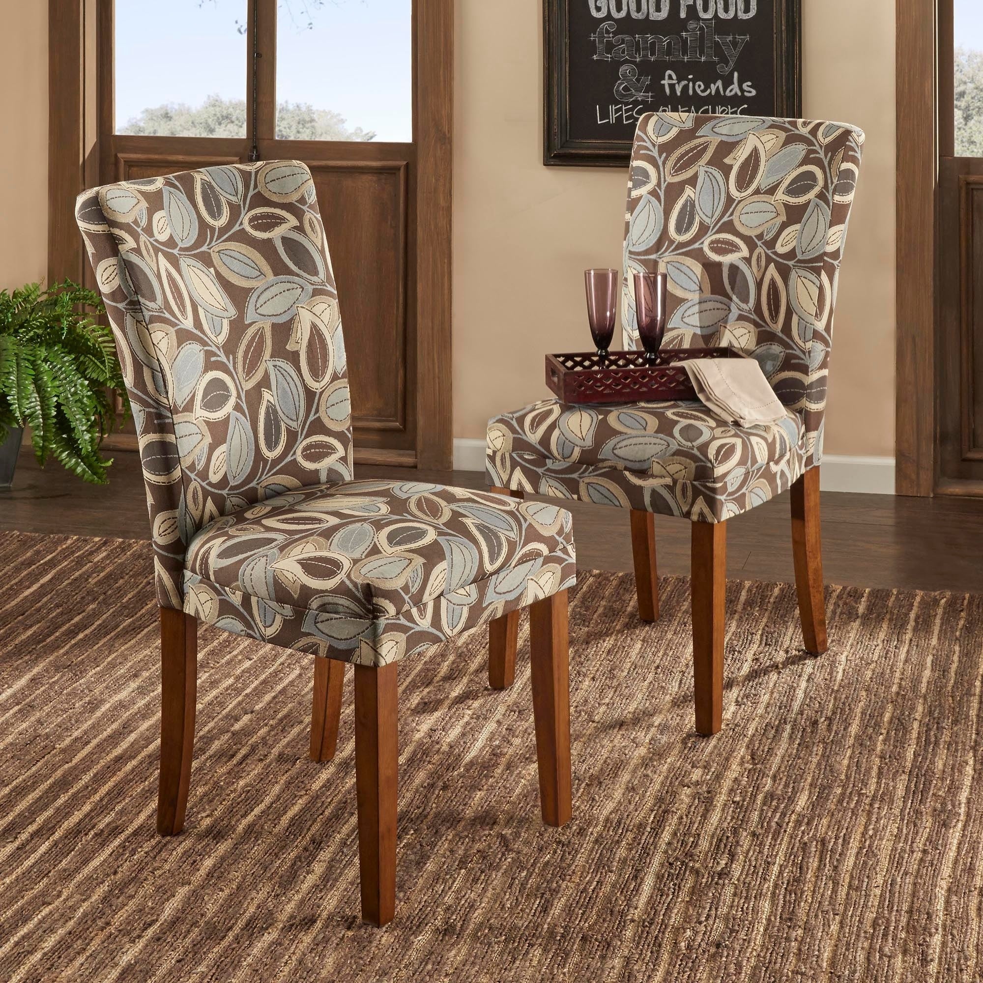 leaf print dining chairs