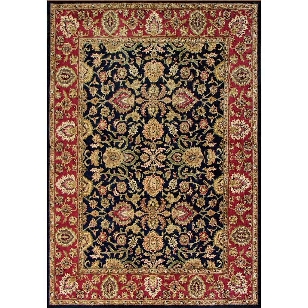 Alliyah Handmade Dark Navy New Zealand Blend Wool Rug - 5' x 8'