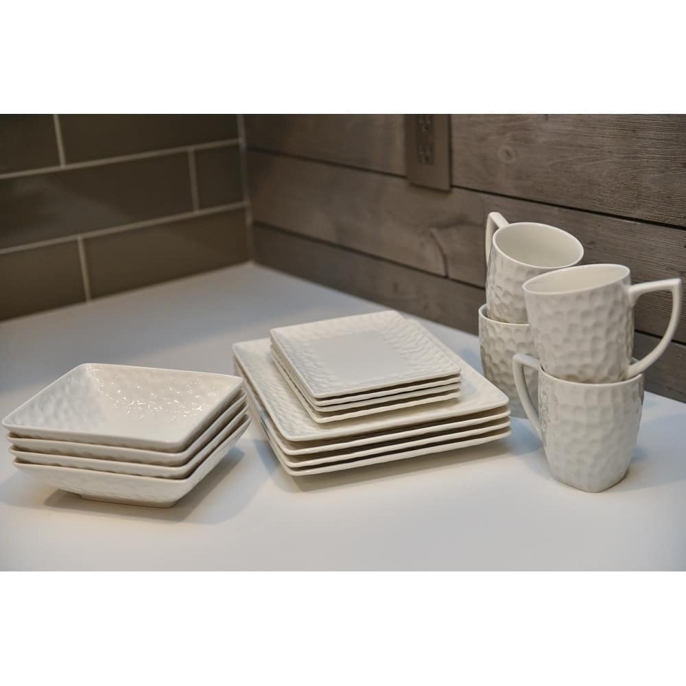 Red Vanilla Marble Rectangular 16 Pc Dinner Set