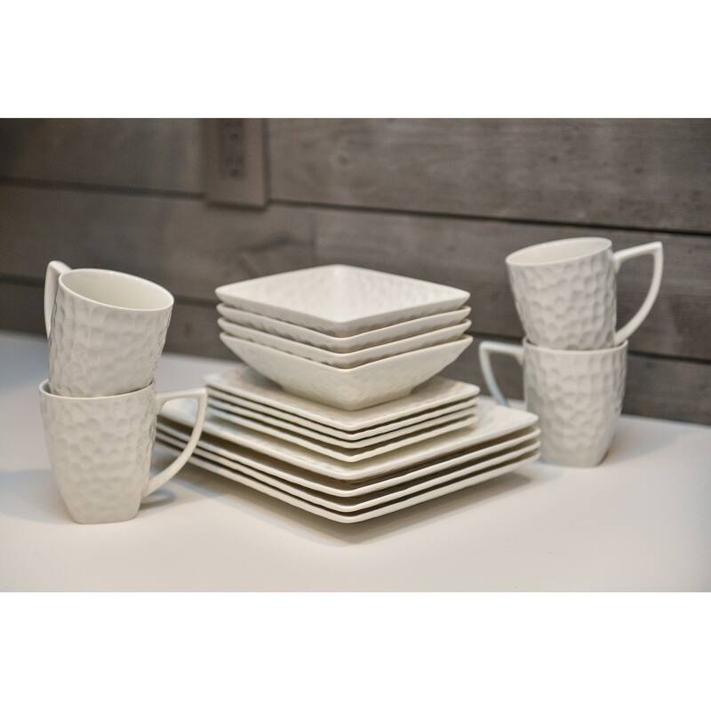 Red Vanilla Marble Rectangular 16 Pc Dinner Set