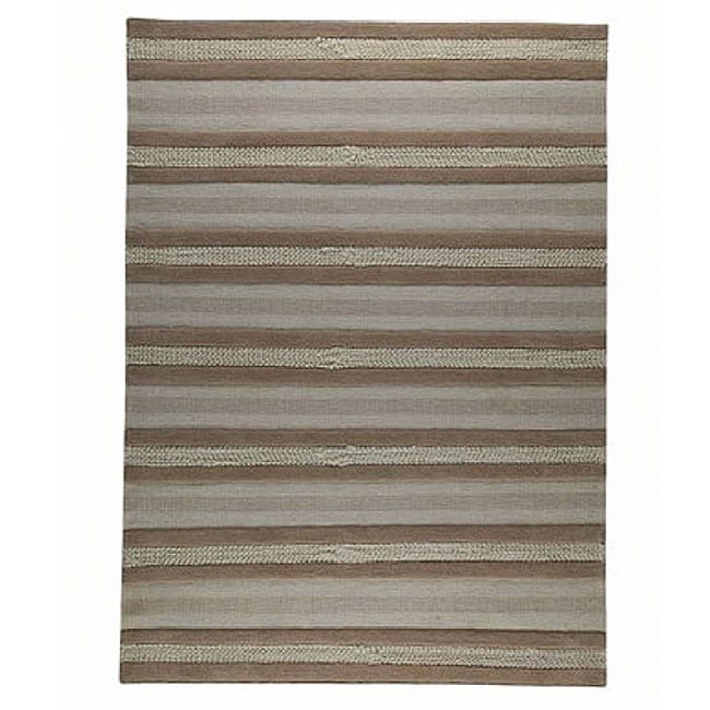 Hand woven Gren Beige Wool Rug (56 X 710)