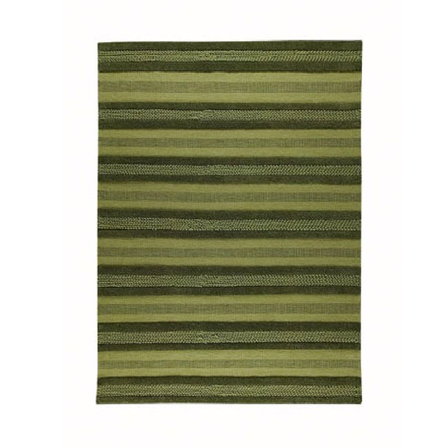 Hand woven Gren Green Wool Rug (46 X 66)