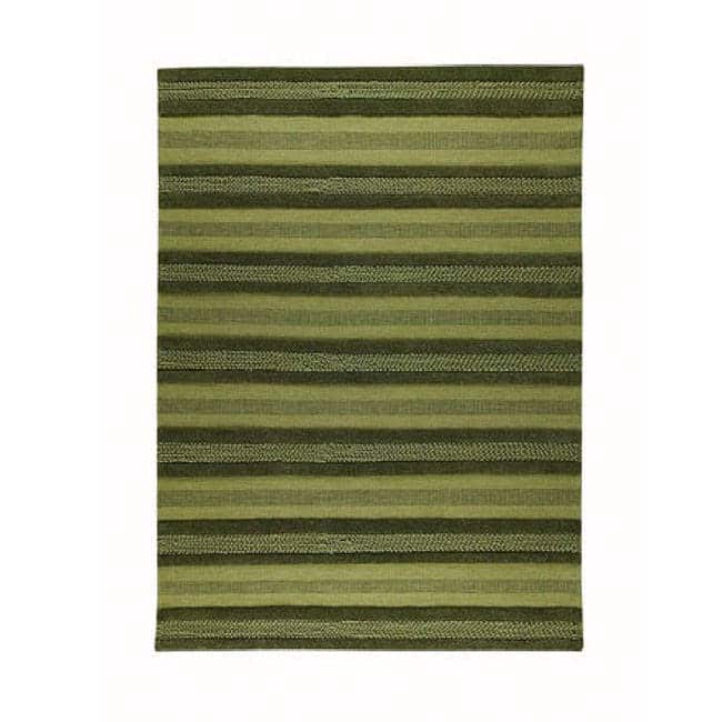 Handmade Grenada Green Wool Rug (India) - 4'6 x 6'6