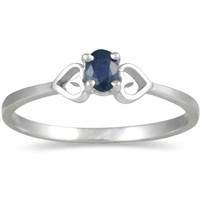 Marquee Jewels 10k White Gold Sapphire Heart Ring