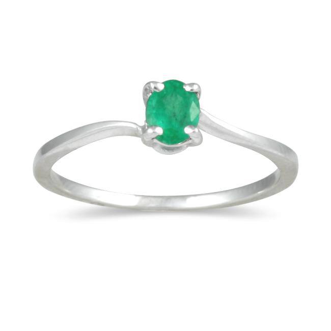 Marquee Jewels 10K White Gold Green Emerald Ring