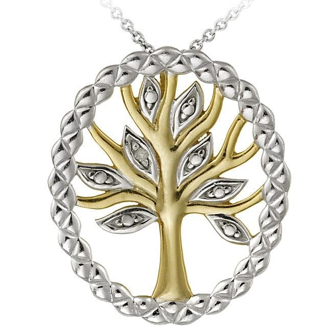 DB Designs Two-tone Sterling Silver Diamond Accent Tree of Life ...