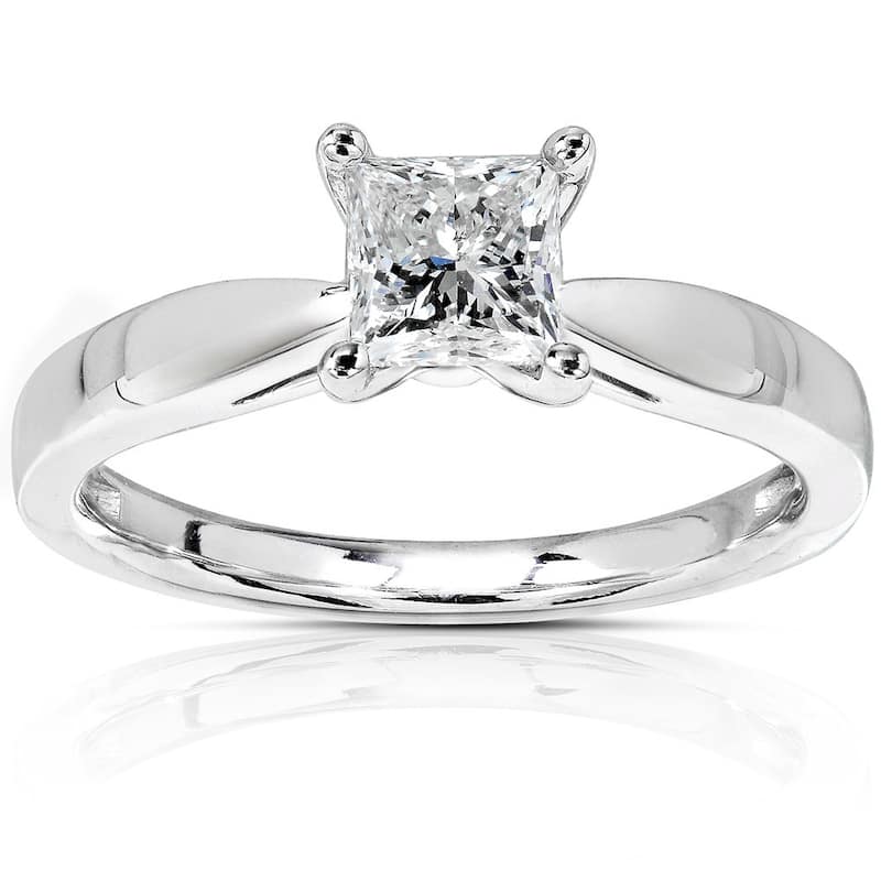 Annello by Kobelli 14k Gold 1/2 Carat Princess Diamond Solitaire Engagement Ring - 5 - White