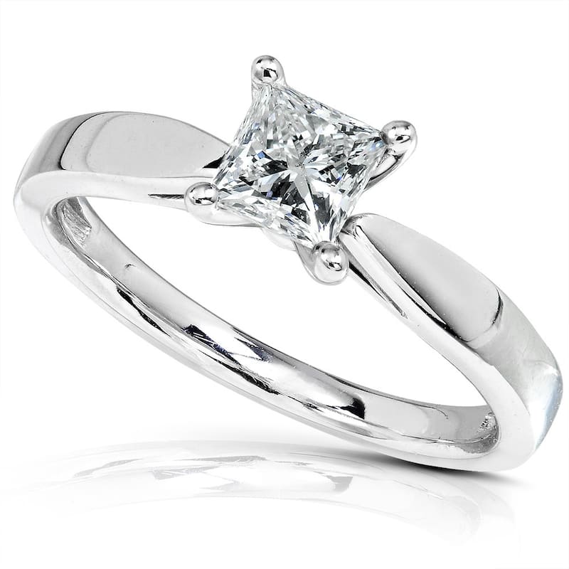 Annello by Kobelli 14k Gold 1/2 Carat Princess Diamond Solitaire Engagement Ring