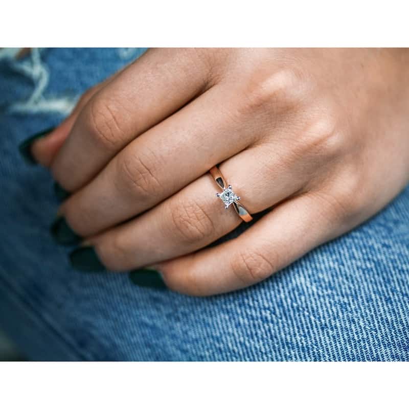 Annello by Kobelli 14k Gold 1/2 Carat Princess Diamond Solitaire Engagement Ring