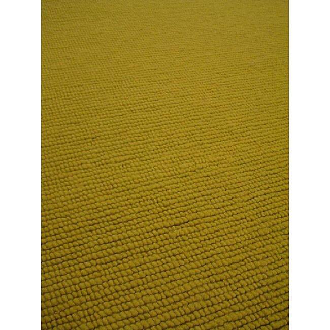 Handmade Nodo Lime Green Wool Rug (India) - 4'6 x 6'6