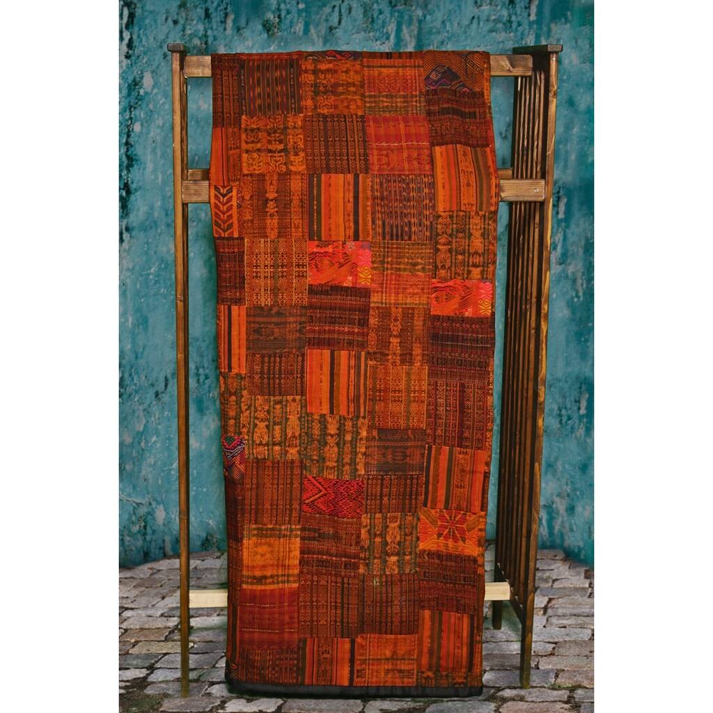 Handmade Rust Patchwork Quilt Set (Guatemala)