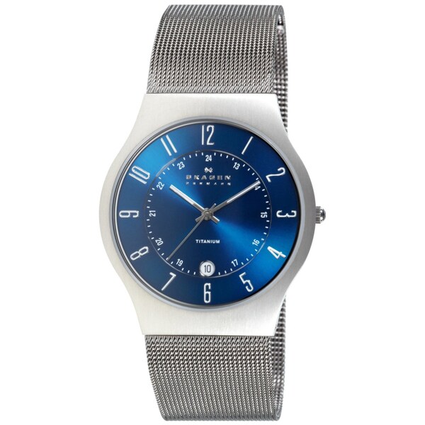 Skagen Men's 233XLTTN Titanium Blue Dial Watch - 12969430 - Overstock ...