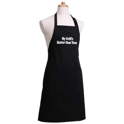 'My Grill's Hotter than Yours' Men's Black Apron