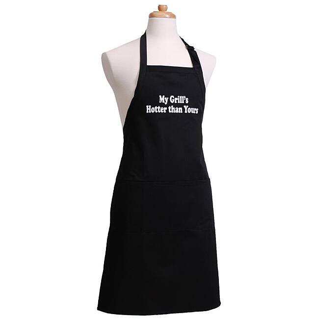 'My Grill's Hotter than Yours' Men's Black Apron