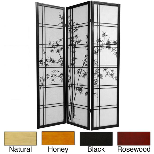 Handmade Wooden Bamboo Tree Shoji Screen (China) - 72"H x 52.5"L x .75"D - Rosewood - 3 Panel