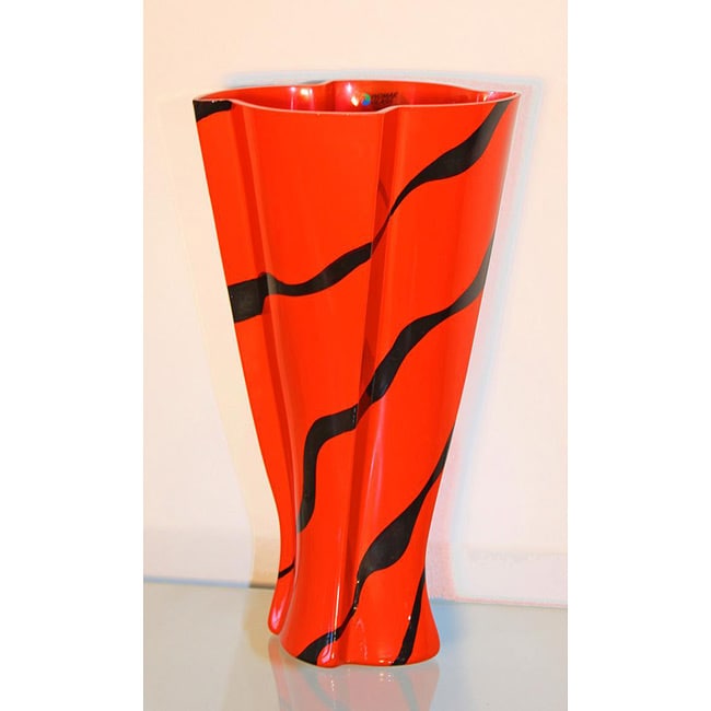 Decorative Red Zebra Glass Vase