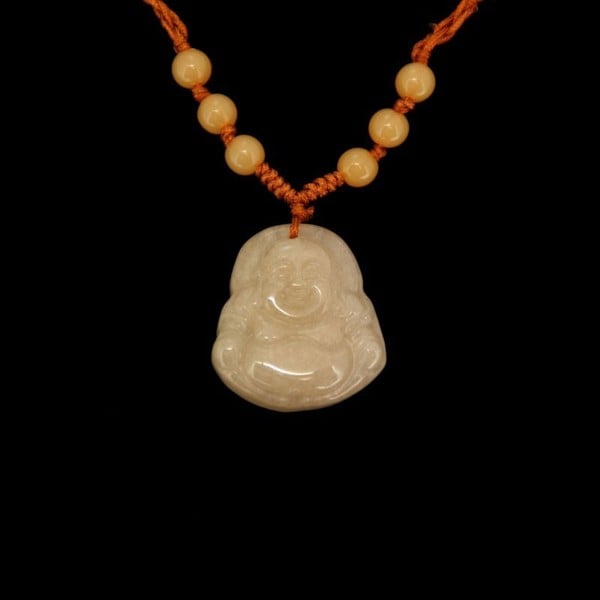 Yellow Jade Happy Buddha Necklace (China) Necklaces