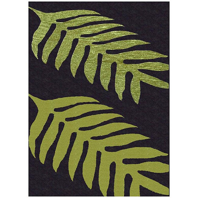 Shop Handtufted Green Leaves Wool Rug 5' x 8' Free Shipping Today