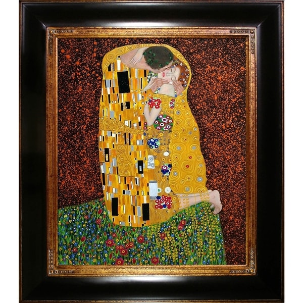 Gustav Klimt 'The Kiss (Full View)' Hand Painted Oil Reproduction ...