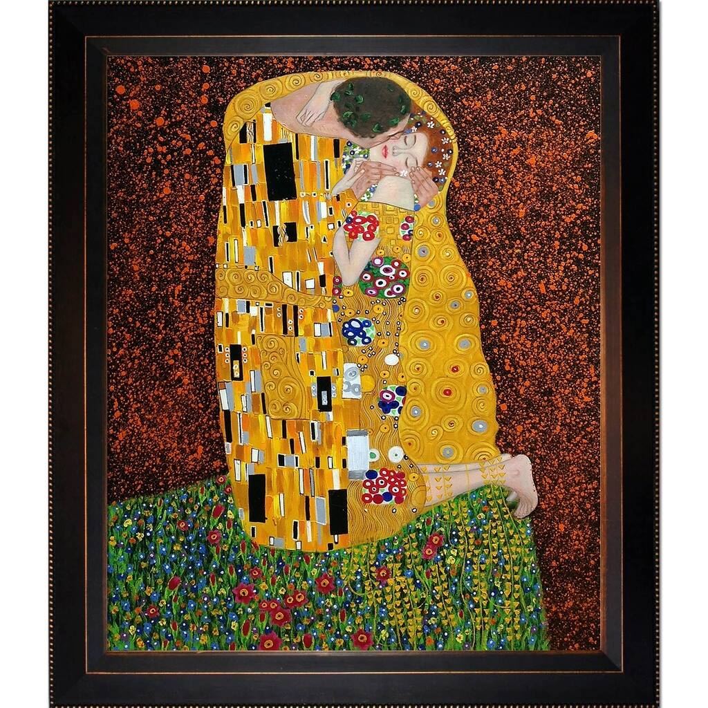 La Pastiche Gustav Klimt 'The Kiss (Full View)' Hand Painted Oil Reproduction