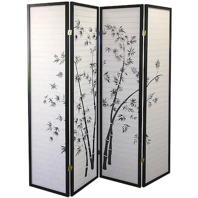 4-panel Black Bamboo Room Divider