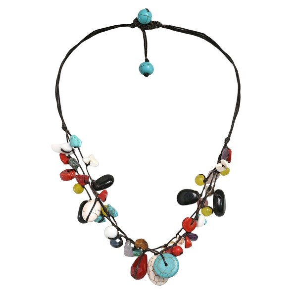 Shop Handmade Multi-strand Turquoise/ Onyx/ Quartz Necklace (Thailand ...