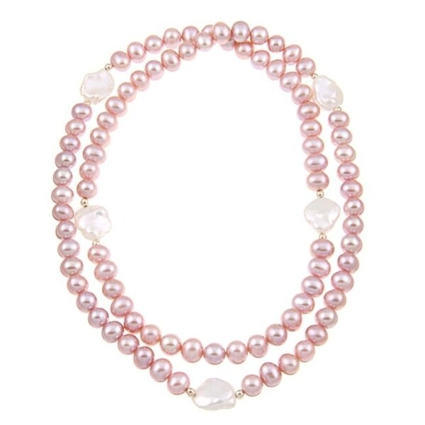 Shop DaVonna 14k Gold Pink and White Freshwater Pearl 28inch Endless