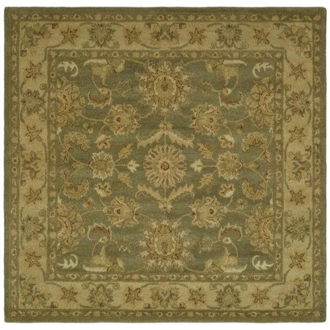 Handmade Antiquities Gem Green Wool Rug (8 Square)