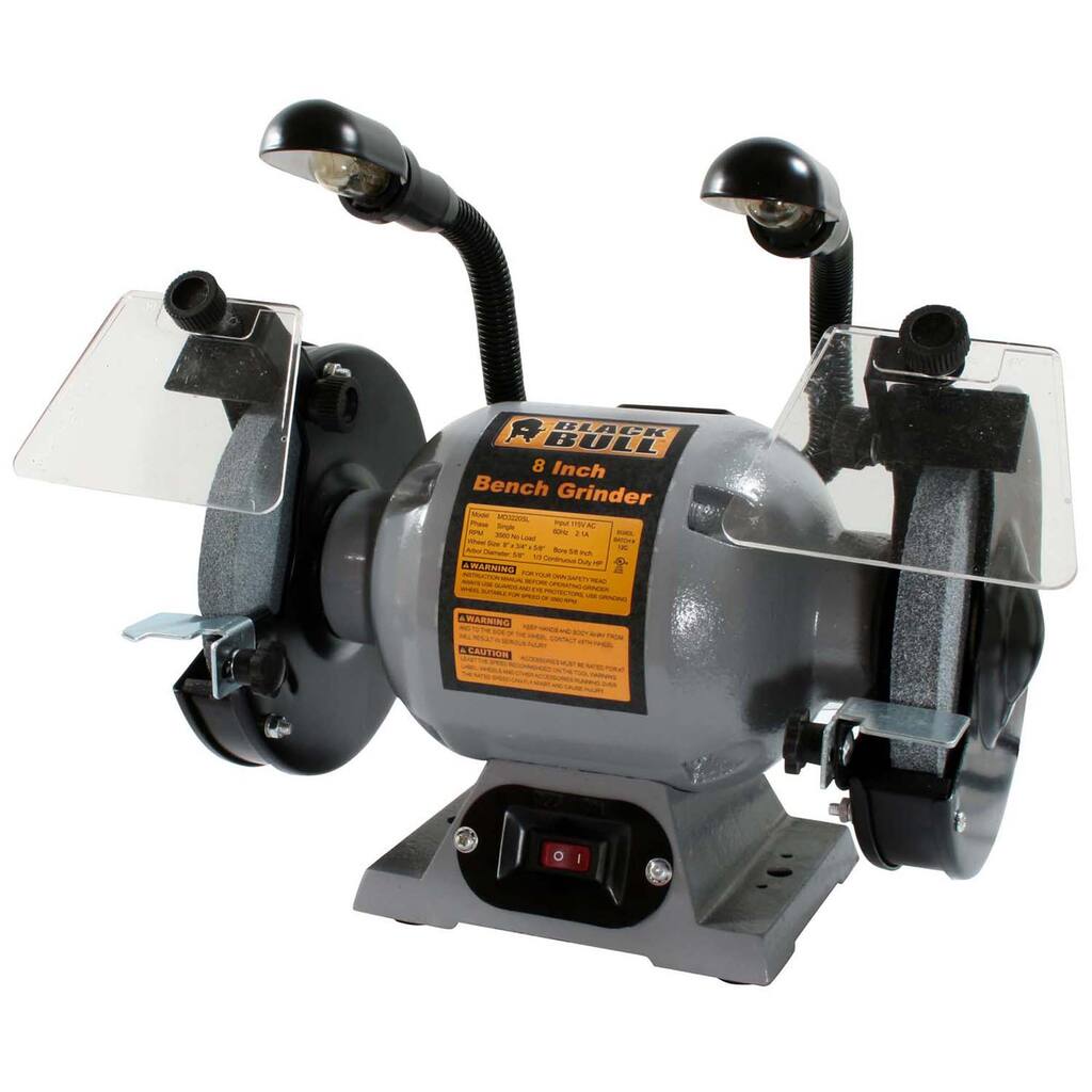 Black Bull 8-inch Bench Grinder with Lights