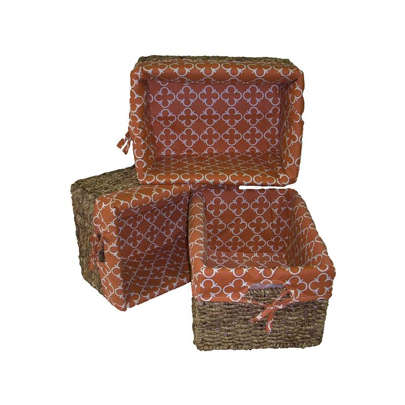 Woven Maize Rectangular Storage Baskets (Set of 3) - Red Clover